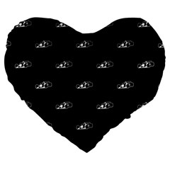 Formula One Black And White Graphic Pattern Large 19  Premium Flano Heart Shape Cushions by dflcprintsclothing