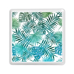 Blue Tropical Leaves Memory Card Reader (square) by goljakoff