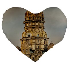 Salvo Palace Exterior View, Montevideo, Uruguay Large 19  Premium Flano Heart Shape Cushions by dflcprintsclothing