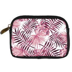 Pink Leaves Digital Camera Leather Case by goljakoff