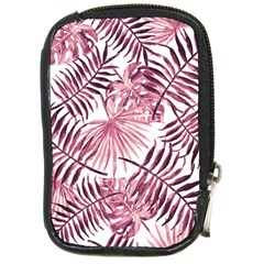 Pink Leaves Compact Camera Leather Case by goljakoff