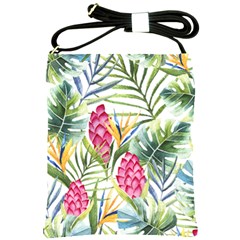 Tropical Flowers Shoulder Sling Bag by goljakoff
