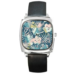 Abstract Flowers Square Metal Watch by goljakoff
