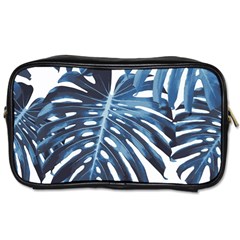 Blue Monstera Leaf Toiletries Bag (two Sides) by goljakoff