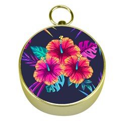 Neon Flowers Gold Compasses by goljakoff