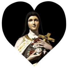 Virgin Mary Sculpture Dark Scene Wooden Puzzle Heart by dflcprintsclothing