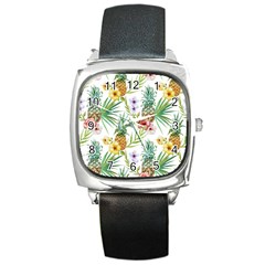 Tropical Pineapples Square Metal Watch by goljakoff