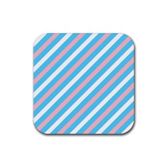 Transgender Pride Diagonal Stripes Pattern Rubber Square Coaster (4 Pack)  by VernenInk