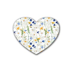 Summer Flowers Pattern Heart Coaster (4 Pack)  by goljakoff