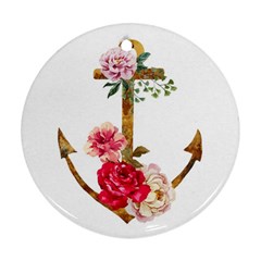 Flowers Anchor Round Ornament (two Sides) by goljakoff