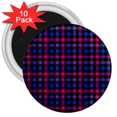 Bisexual Pride Checkered Plaid 3  Magnets (10 Pack) 