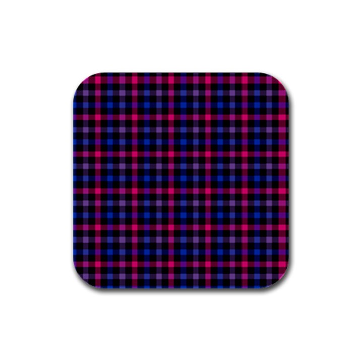 Bisexual Pride Checkered Plaid Rubber Square Coaster (4 pack) 