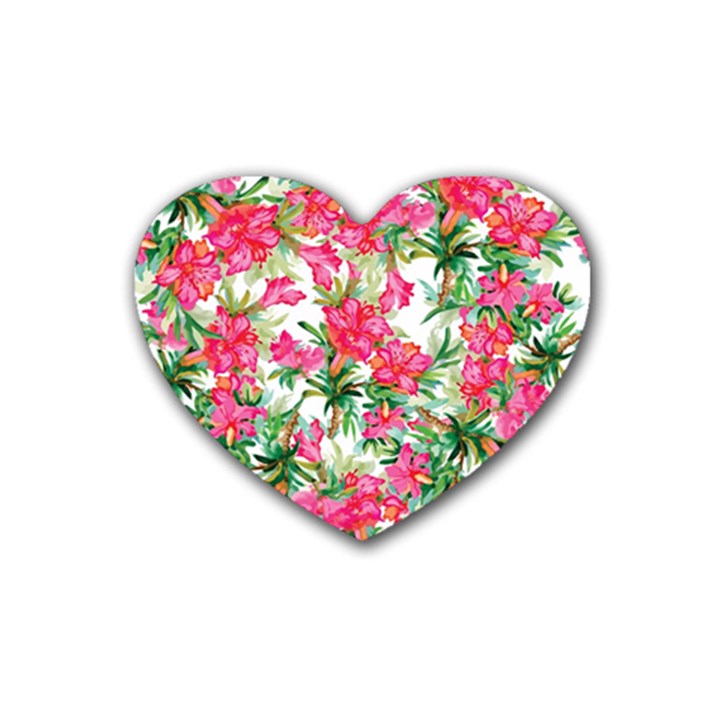 Pink flowers Rubber Coaster (Heart) 