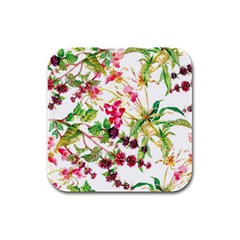 Spring Flowers Rubber Square Coaster (4 Pack)  by goljakoff