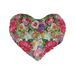 Beautiful Flowers Standard 16  Premium Flano Heart Shape Cushions by goljakoff