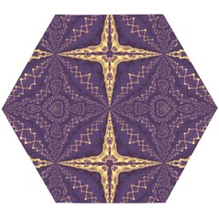 Purple And Gold Wooden Puzzle Hexagon by Dazzleway