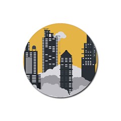 Minimal Skyscrapers Rubber Round Coaster (4 Pack) 