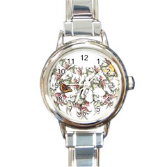 Lady Of The Flowers - By Larenard Round Italian Charm Watch by LaRenard