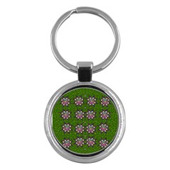 Star Over The Healthy Sacred Nature Ornate And Green Key Chain (round) by pepitasart