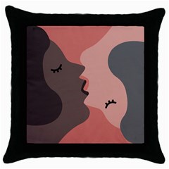 Illustrations Of Love And Kissing Women Throw Pillow Case (black)