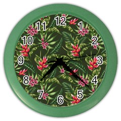 Tropical Flowers Color Wall Clock by goljakoff
