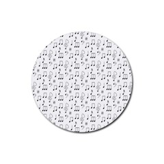 Music Notes Wallpaper Rubber Coaster (round) 