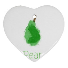 Pear Fruit Watercolor Painted Ornament (heart) by Mariart
