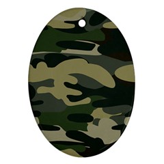 Green Military Camouflage Pattern Oval Ornament (two Sides) by fashionpod