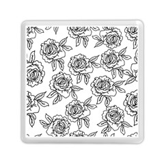 Line Art Black And White Rose Memory Card Reader (square)