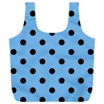 Large Black Polka Dots On Aero Blue - Full Print Recycle Bag (XXL)