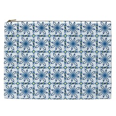 Azulejo Style Blue Tiles Cosmetic Bag (xxl) by MintanArt