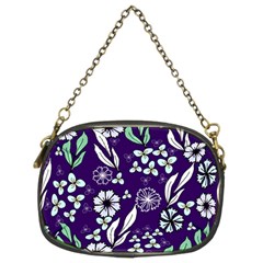Floral Blue Pattern Chain Purse (two Sides) by MintanArt