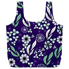 Floral Blue Pattern  Full Print Recycle Bag (xl) by MintanArt
