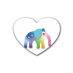 Illustrations Elephant Colorful Pachyderm Heart Coaster (4 Pack)  by HermanTelo