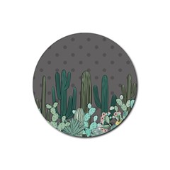 Cactus Plant Green Nature Cacti Rubber Coaster (round) 