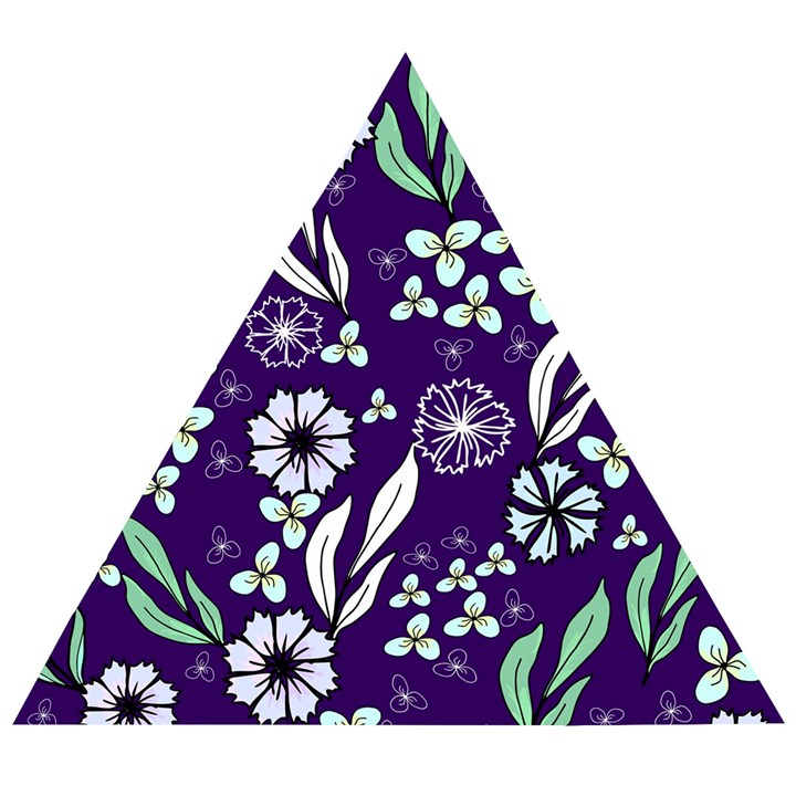 Floral blue pattern  Wooden Puzzle Triangle