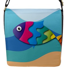 Illustrations Fish Sea Summer Colorful Rainbow Flap Closure Messenger Bag (s)