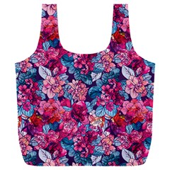 Pink Blue Flowers Full Print Recycle Bag (xxxl) by designsbymallika