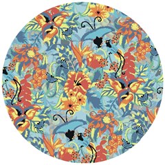Butterfly And Flowers Wooden Puzzle Round by goljakoff