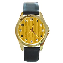 Knitted Pattern Round Gold Metal Watch by goljakoff