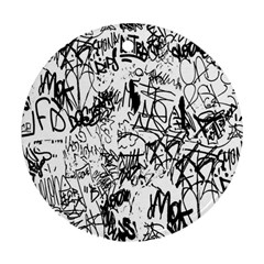 Black And White Graffiti Abstract Collage Ornament (round) by dflcprintsclothing