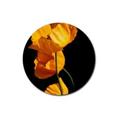 Yellow Poppies Rubber Round Coaster (4 Pack)  by Audy