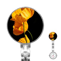 Yellow Poppies Stainless Steel Nurses Watch by Audy