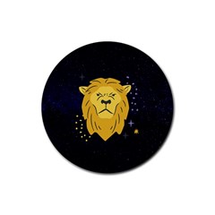 Zodiak Leo Lion Horoscope Sign Star Rubber Round Coaster (4 Pack)  by Alisyart