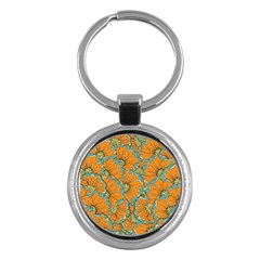 Orange Flowers Key Chain (round) by goljakoff