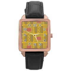 Digital Paper African Tribal Rose Gold Leather Watch 