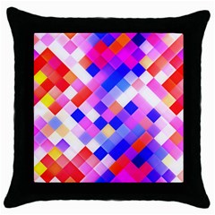 Squares Pattern Geometric Seamless Throw Pillow Case (black) by Dutashop