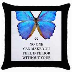 Inferior Quote Butterfly Throw Pillow Case (black) by SheGetsCreative