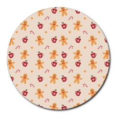 Ginger Bread And Coffee Love Round Mousepads by designsbymallika