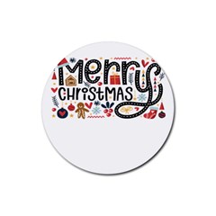 Merry Merry Rubber Coaster (round)  by designsbymallika